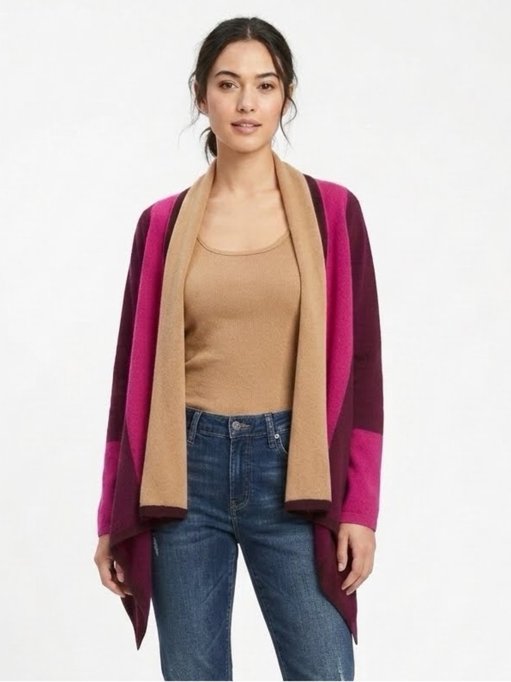 CHARTER CLUB Cashmere Cardigan Sweater PS Petite Small $200 Color Block NWOT